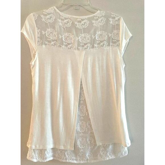 Adiva‎ Sheer Embroidered Floral Top/Blouse Sheer Back Panel Size Small - Picture 4 of 7